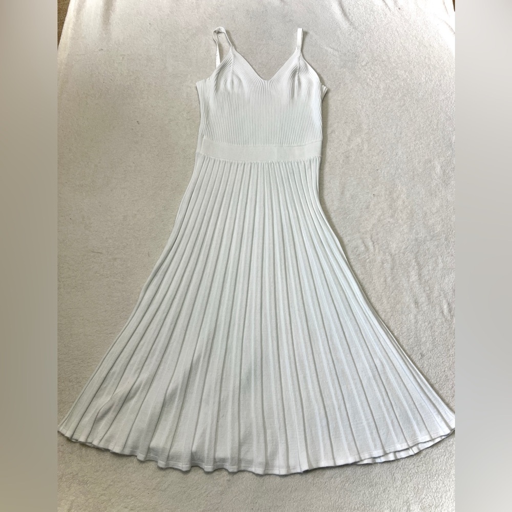 MILLY Revolve Cami Ecru Pleated Midi Dress - Medium - Picture 3 of 13